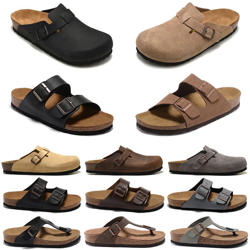 Favourite Clogs Sandals - Genuine Leather Cork Slide Shoes for Men u0026 Women - Flat Casual Beach Slippers - Sizes 35-46 T251205