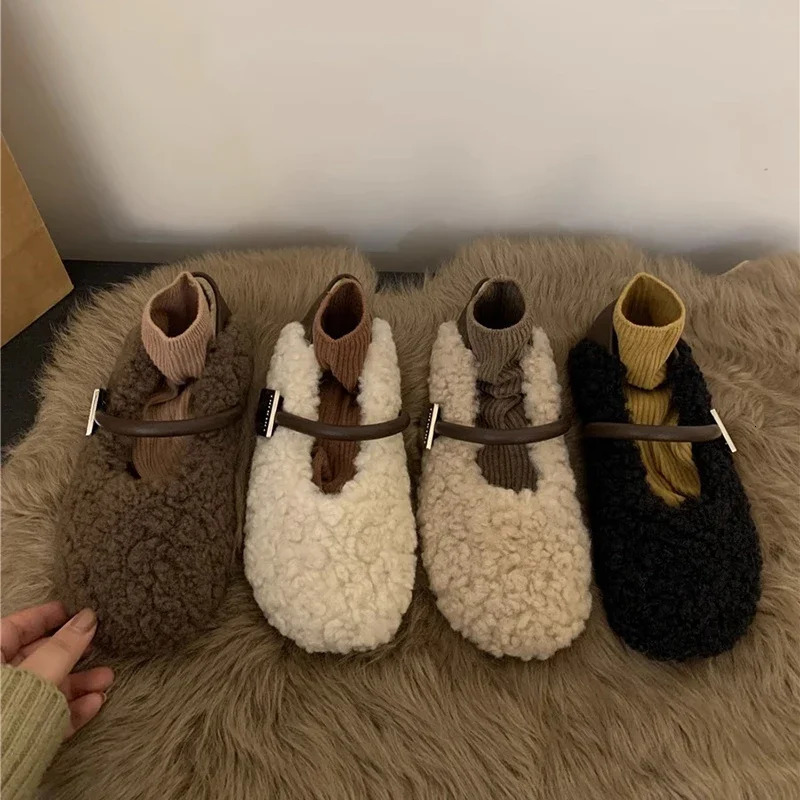 Autumn Winter Women Cotton-padded Flats Shoes Fashion Shallow Retro Style Ladies Comfort Soft Sole Loafer Shoes 250106