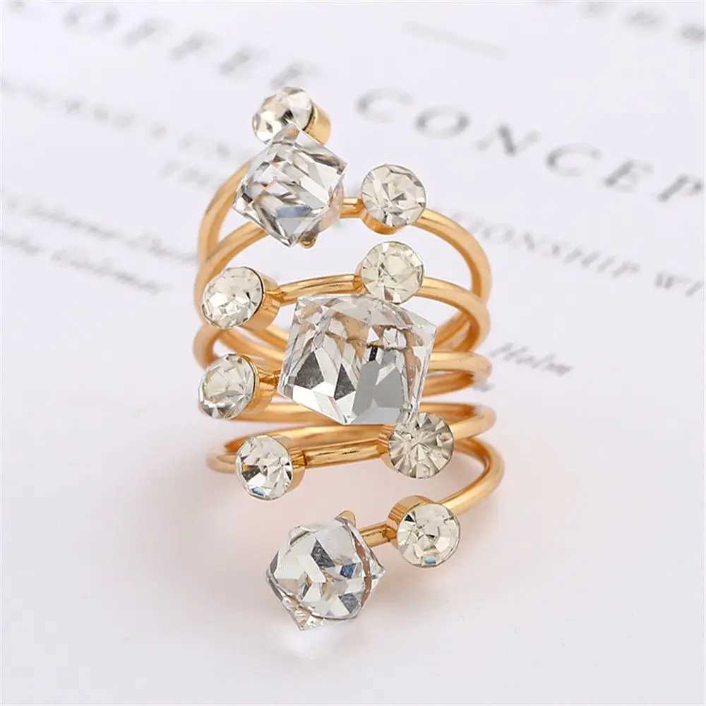 Vintage Rhinestone Opening Ring Knuckle Finger Geometric Rings For Women Punk Statement Party Jewelry Irregular Charm RingXJ250110