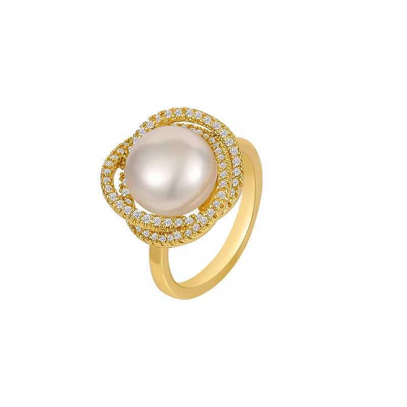 Simple set zircon gold rose pearl ring suitable for womens personalized fashion daily decoration party jewelry birthday giftXJ250412