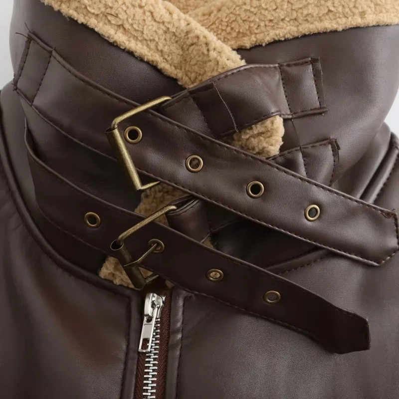 Winter Mens PU Leather Jacket Nordic Ethnic Style Velvet Coat Thickened Medium and Long 250107