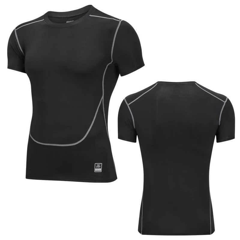 Mens compression running T-shirt for fitness mens tight fitting short sleeved sportswear for fitness gym sweatshirt for quick drying Camisetta Hombre 