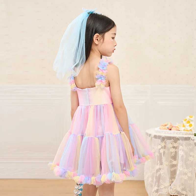 Baby girl Tutu dress sleeveless shoulder strap rainbow princess girl birthday party costume Childrens Halloween party costume W250111