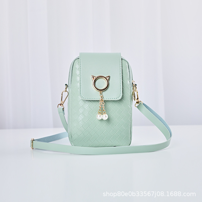 Mobile phone bag, fashionable women's shoulder bag, white, black, brown, black, green