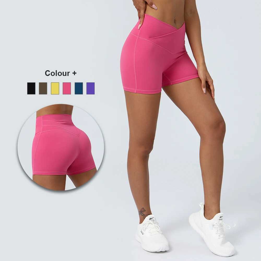 Cross Waist Yoga Shorts V Cut Pilates Gym Fitness Sport Crop Pants Tight Butt Lifting Outdoor Running Dance Cycling ShortsXJ250111