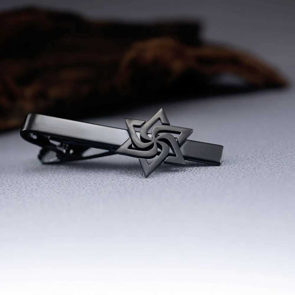 Tangula Spiral Star of David Tie Clip Stainless Steel Mens Tie Collar Pin Retro Jewish Talisman Wedding Jewelry W250111