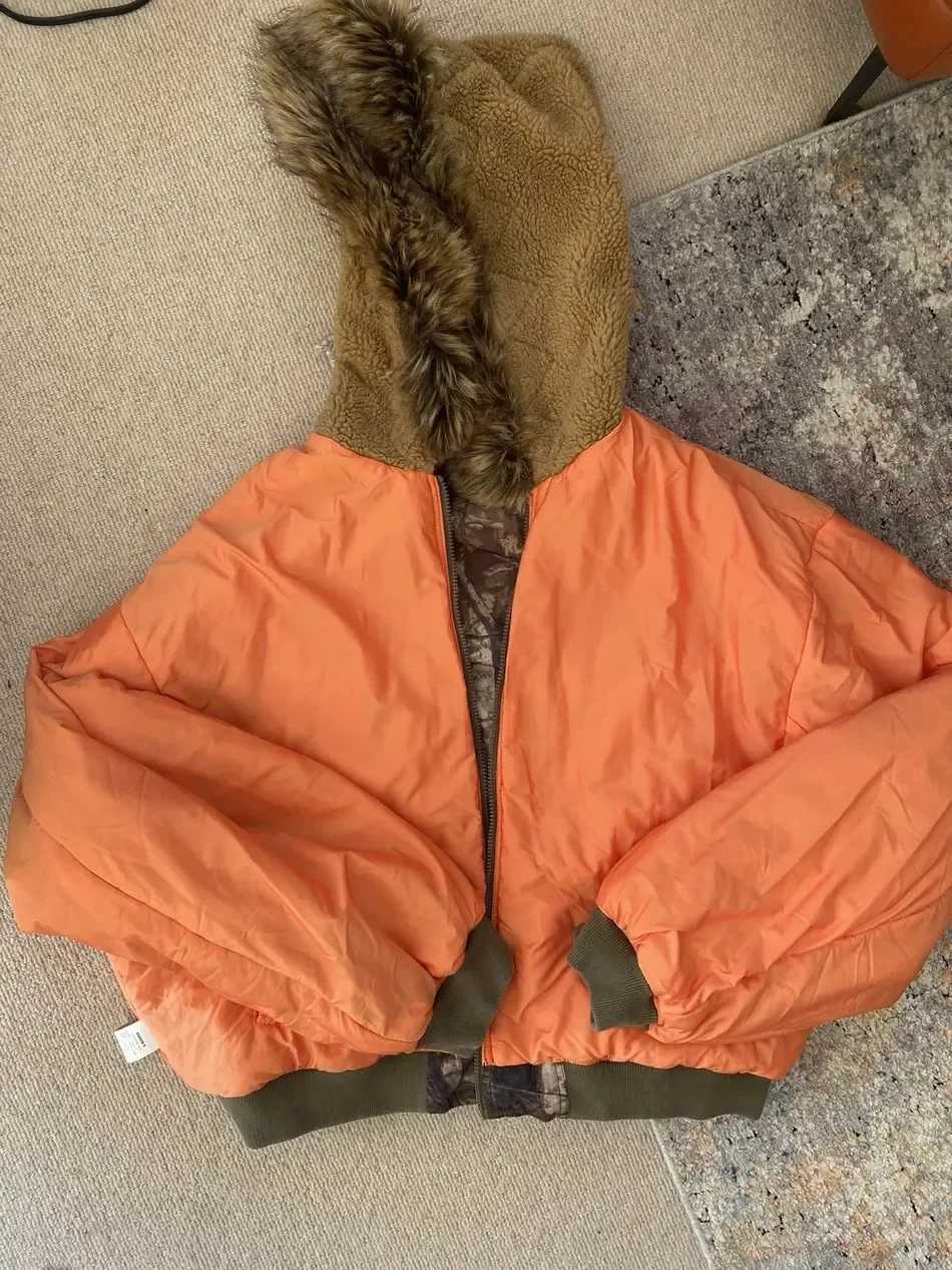 Y2K New Autumn/Winter Mens Gothic Brown Leaf Pattern Camouflage Bag Hoodie Coat Harajuku Extra Large Zipper Jacket W250110