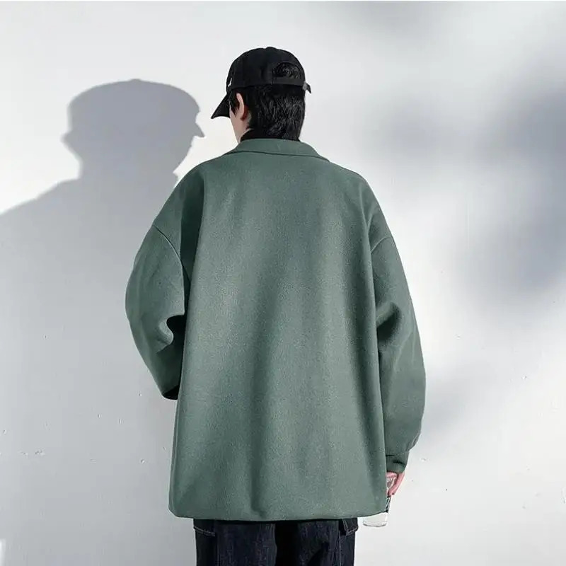 M5XL 4XL Plus Size Mens Wool Blend Classic Coat Big Pocket Military Jackets Casual Stretwear Autumn Clothing for Male XXXXXL 250106