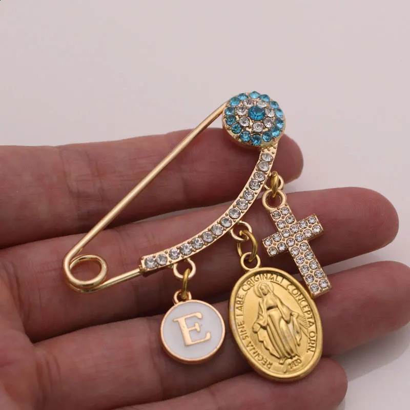 Christian cross Virgin Mary baby pin brooch 250103