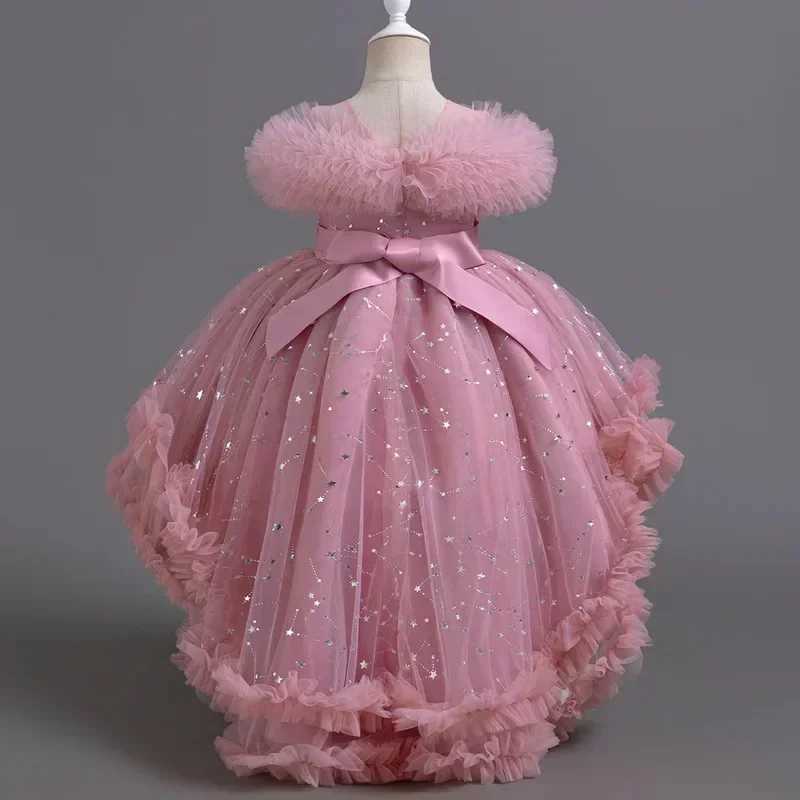 Summer Childrens Princess Dress Sleeveless Lace Flower Girl Wedding Dress for Wedding Fashion Childrens Girl Par Dress 3-12 Years W250111