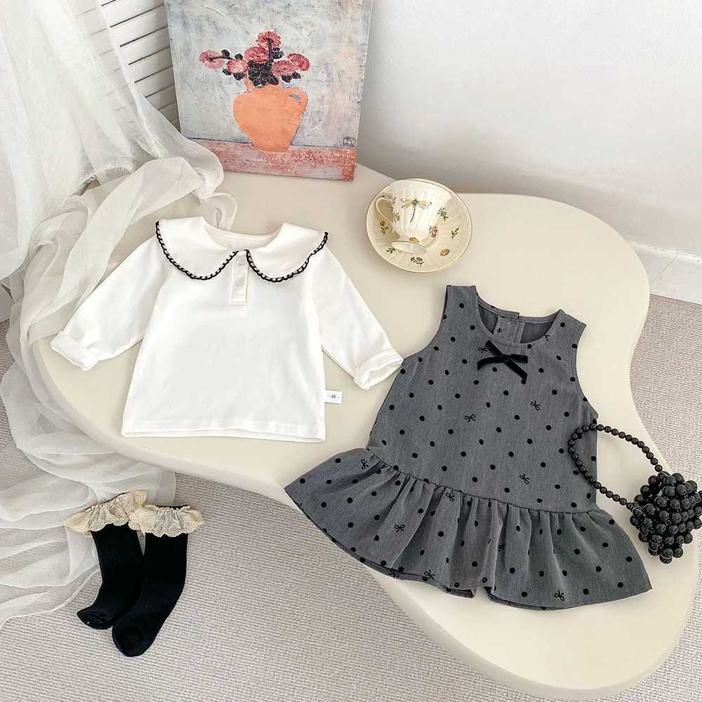 Spring 2025 new womens sleeveless polka dot vest pleated dress options long sleeved T-shirt W250111