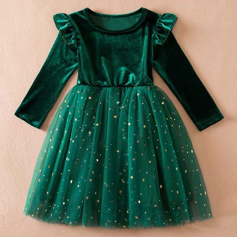 2025 New Girl Christmas Dress for Girls and Children Autumn Full Sleeve Sparkling Gauntlet Tutu Princess Wedding Birthday Party Costume W250111