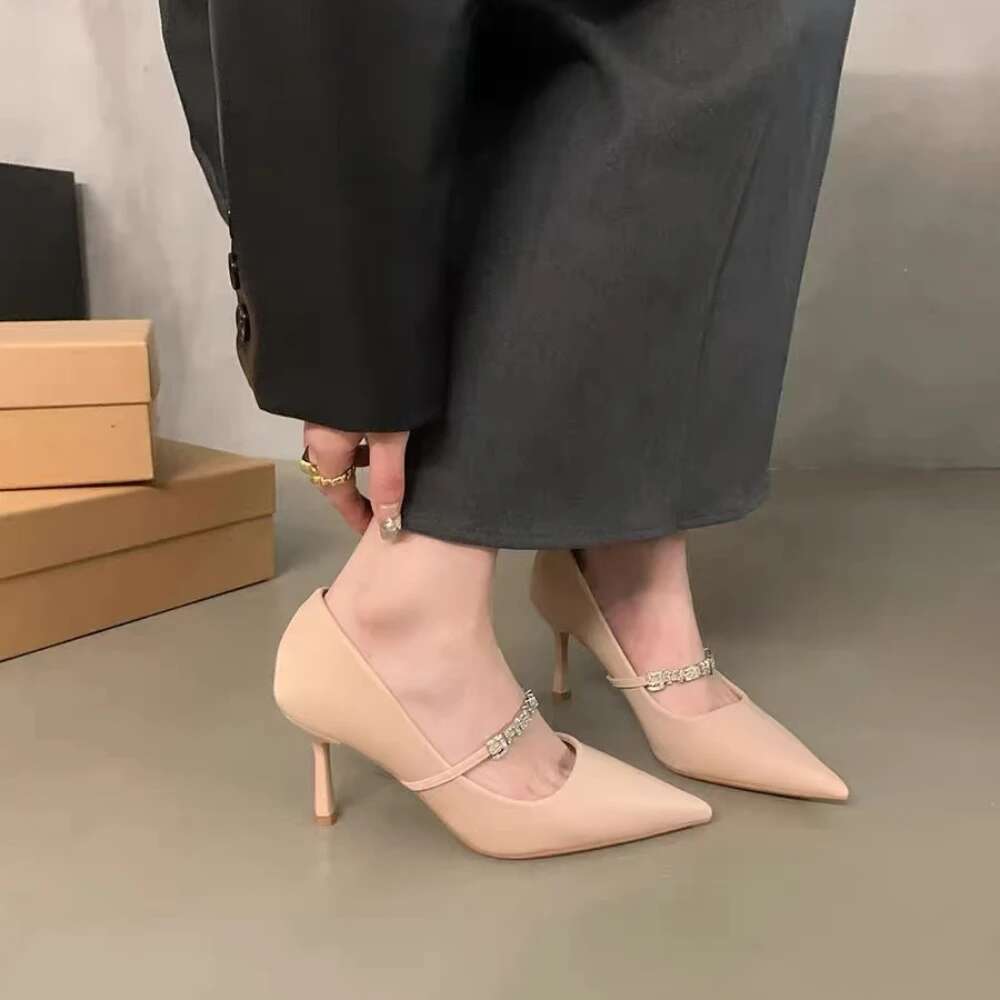 2024 Spring And Autumn New Style Women's Fashion Shallow Mouth Design Temperament High Heels Size 35-39
