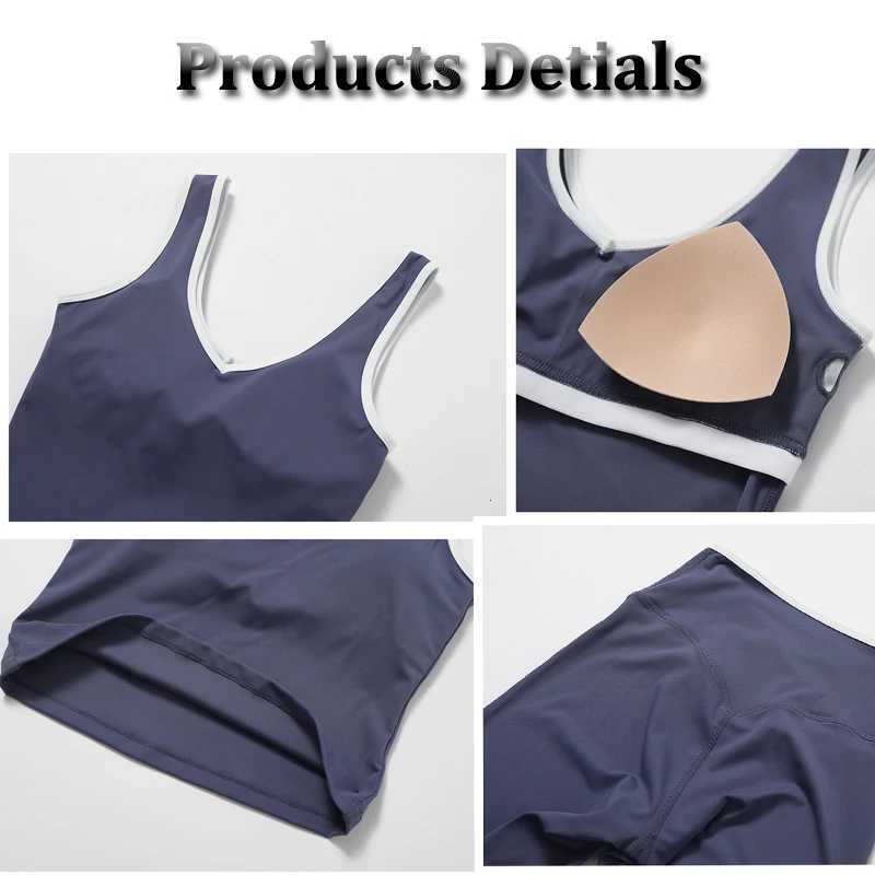 Autumn womens U-neck vest high waist cross wide leg pants suitable for seamless elastic sportswear X250110