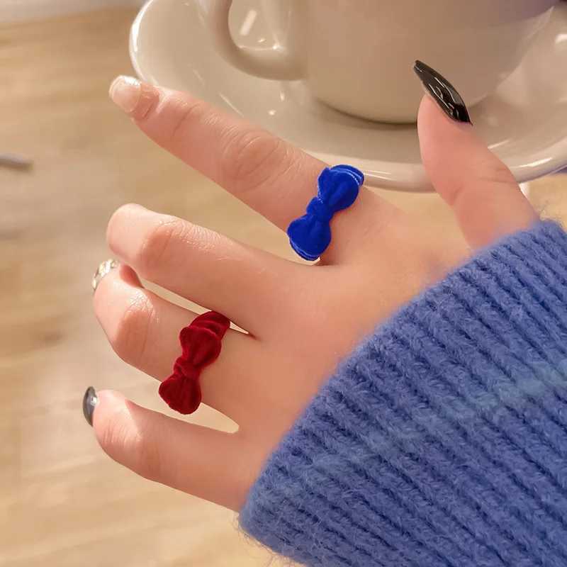 Velvet Bowknot Ring for Women Girls Blue Red Bow-knot Cute Rings Gift for Girlfriend r Korean Fashion Wedding JewelryXJ250110