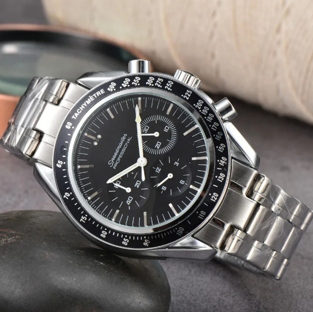 Multifunction Speedmaster Stainless Steel Wrist Watches for Men New Mens Watches All Dial Work Quartz Watchs Top Luxury Brand Clock Fashion High Quality Men Watch