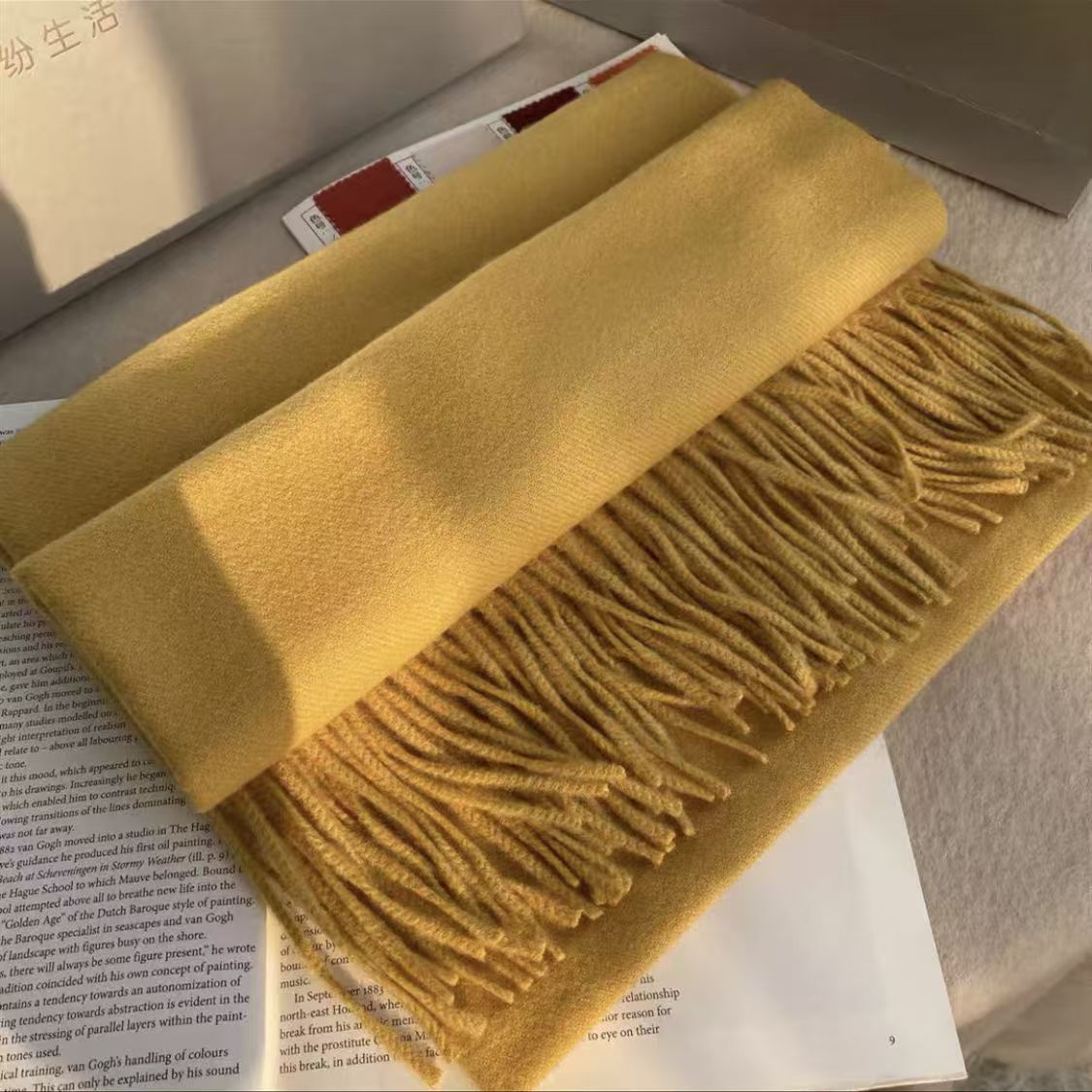 T093 solid color versatile couple scarf female winter male warm long thick shawl Korean version simple scarf student cute