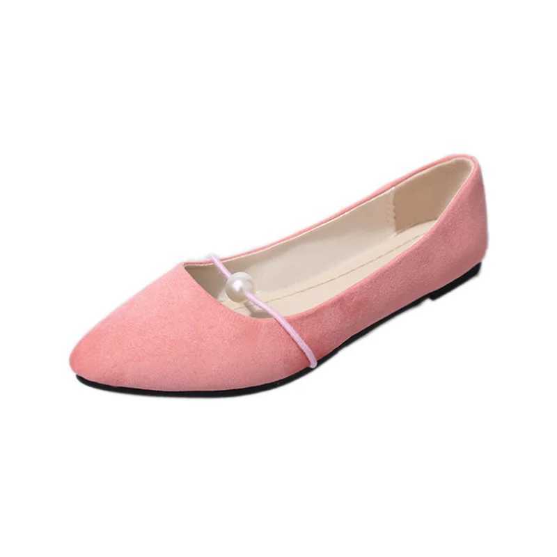 New Arrival New womens solid color suede flat shoes pearl fashion high-quality basic toe ballet dancer smooth womens shoes T250110
