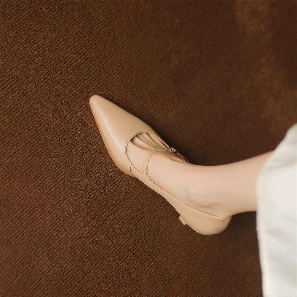 FEDONAS Elegant Women Pumps Thin High Heels Pointed Toe Mature Dress Office Lady Genuine Leather Shoes Woman Spring Summer New
