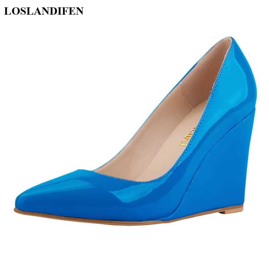 New Arrival 14 Color Womens Patent Leather Wedding Shoes Autumn Dot Toe Light Womens Pump Red Yellow High Heels Womens Wedding Shoes T250110