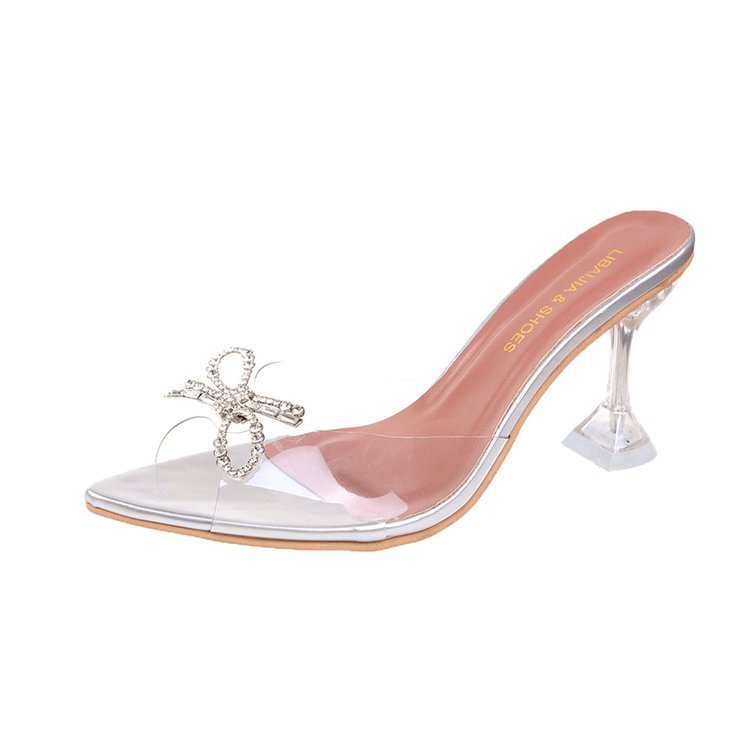 Women Slippers New Fashion Pointed Toe Diamond Design Plus Size Versatile Triple Silver Red Green Free shipping