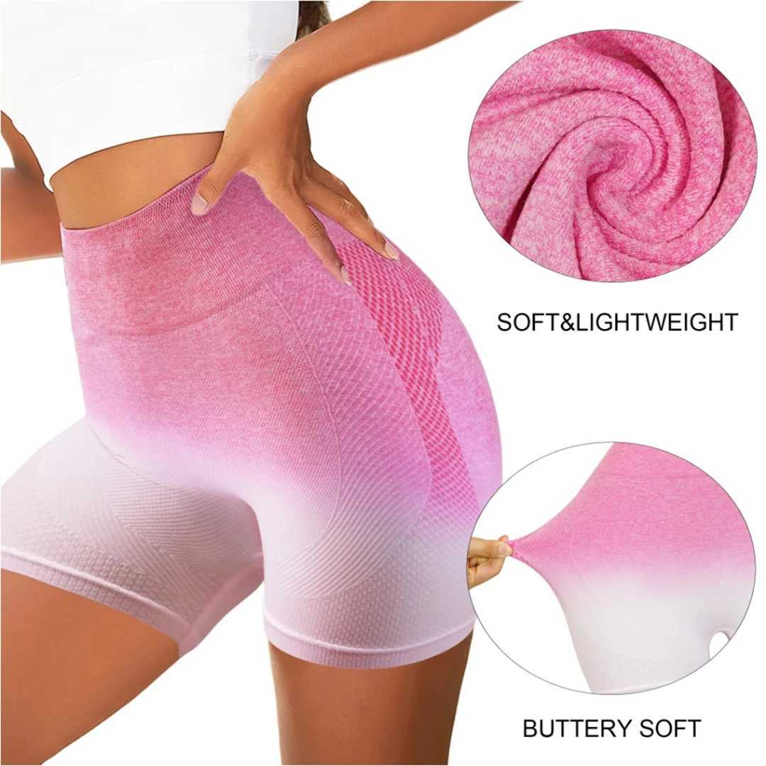 Womens Gradient Seamless Shorts WOMENS Breathable and Sweat Resistant Peach Buttocks Tight Fitting High Waisted Elastic YogaXJ250111