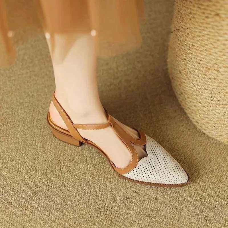 New Arrival Womens denim leather mixed color decal toe ankle shoulder strap heel sandals elegant womens daily dress pump shoes T250110