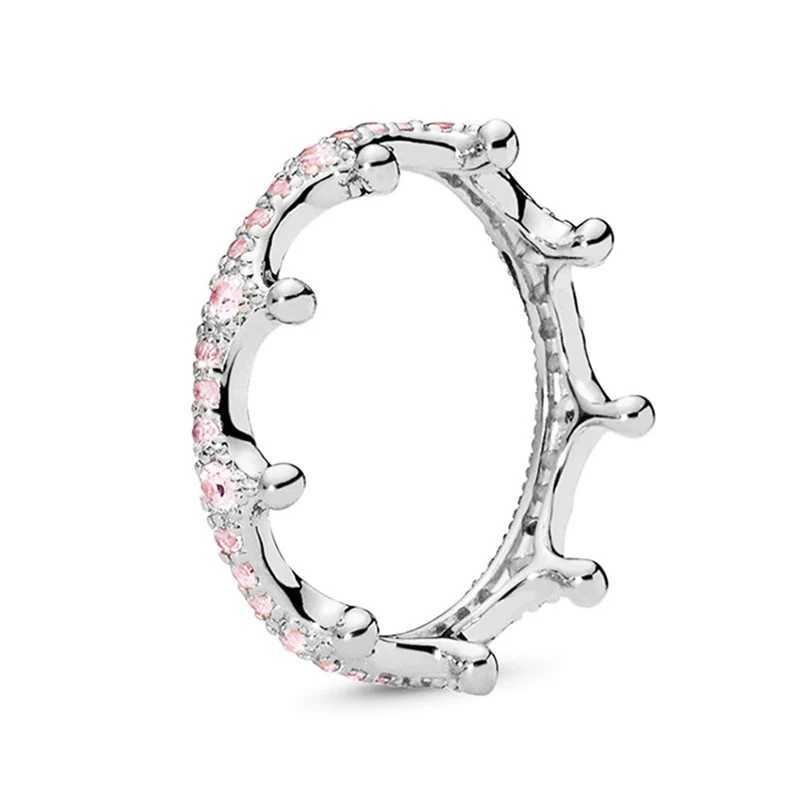 New 100% Pure Silver Princess Crown Sparkling Love Heart CZ Ring W250111