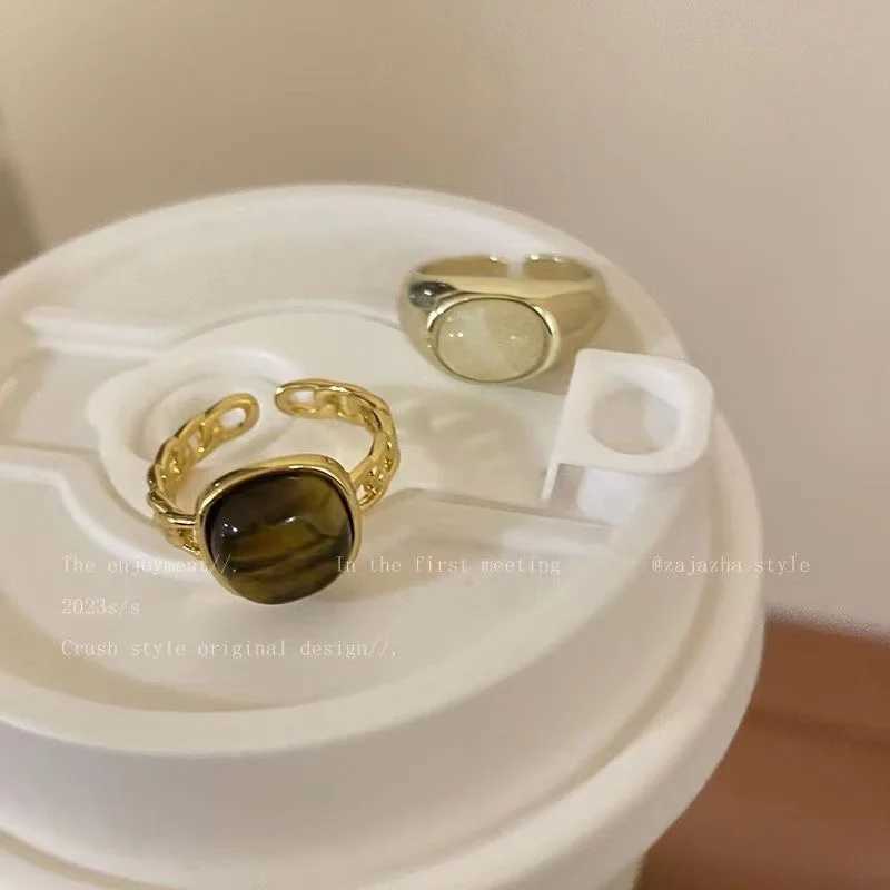 Vintage Stainl Steel Geometric Cats Eye Rings For Women Gold Plated Waterproof Gothic Jewelry BijouxXJ250110