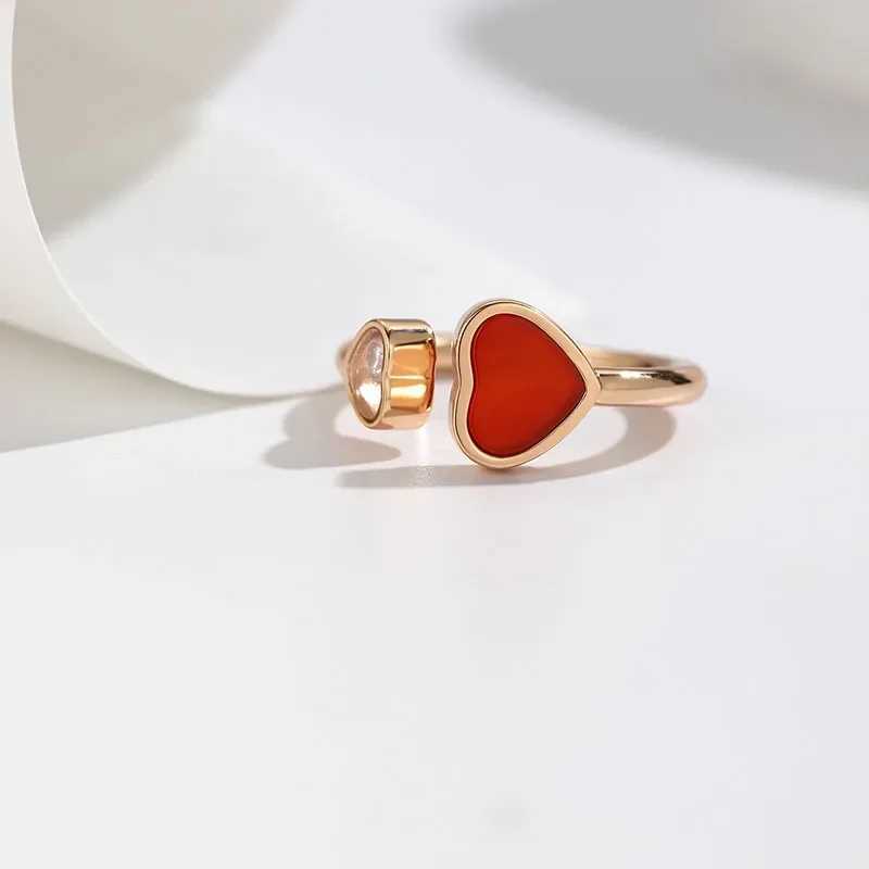 High quality blue pink and red shell double heart-shaped open ring suitable for womens fashion jewelry W250111
