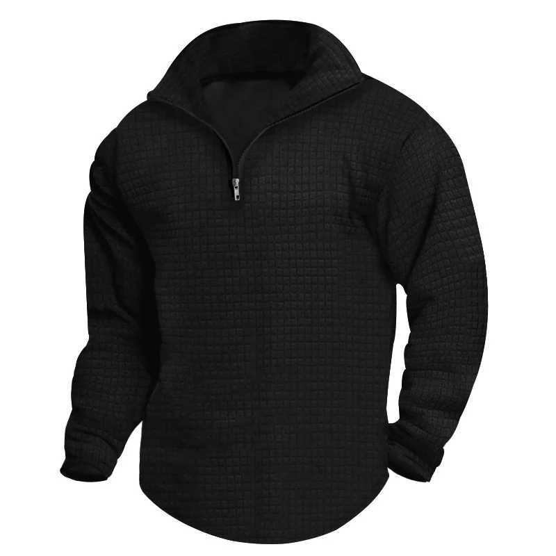 European and American Half Zipper Small Square Hoodie Mens Spring and Autumn Style Stand Collar Half Zipper W250110