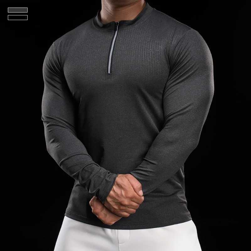 New mens jogging T-shirt fitness top running training suit round neck quick drying breathable long sleeved shirt W250111