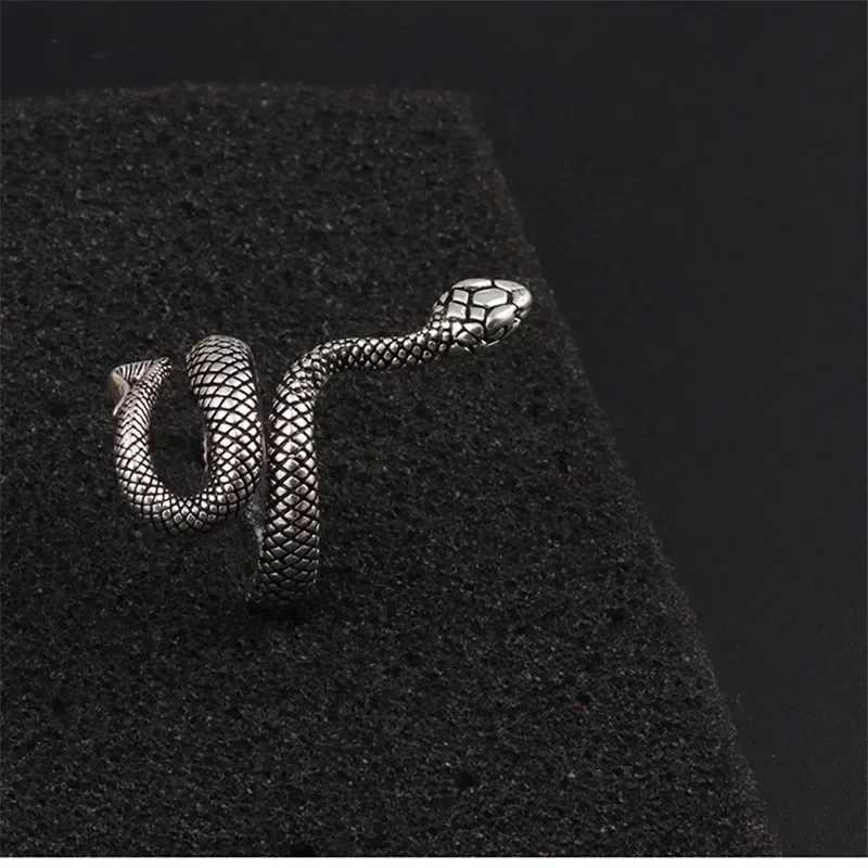 Fashionable Retro Exaggerated Spirit Snake Ring Punk Adjustable Open Serpentine Student Index Finger Ring Trend Jewelry W250111