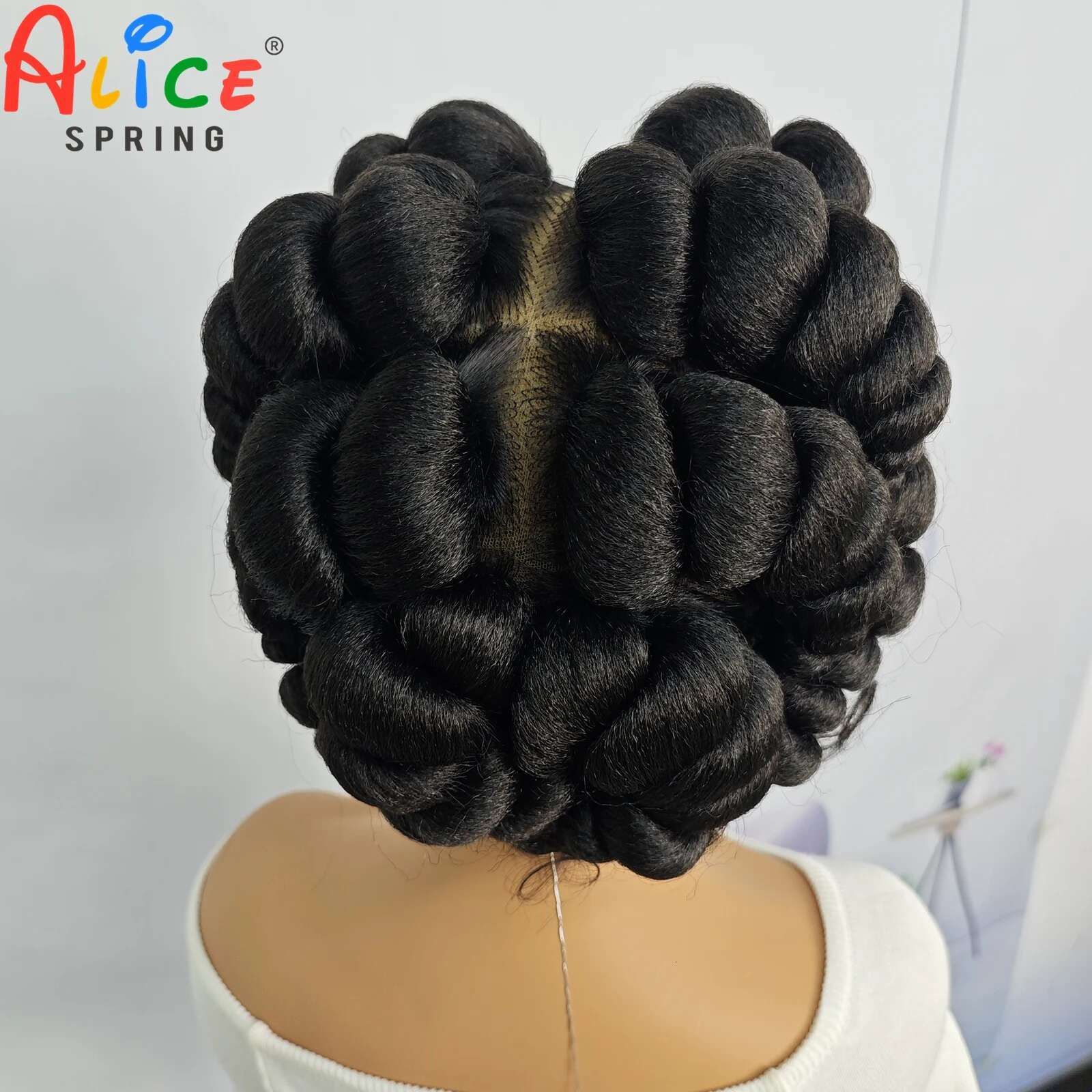Natural Color 6Inch Transparent Full Short Cute Handmade Bantu Synthetic Braided Lace Wigs Knotless Braids Wig