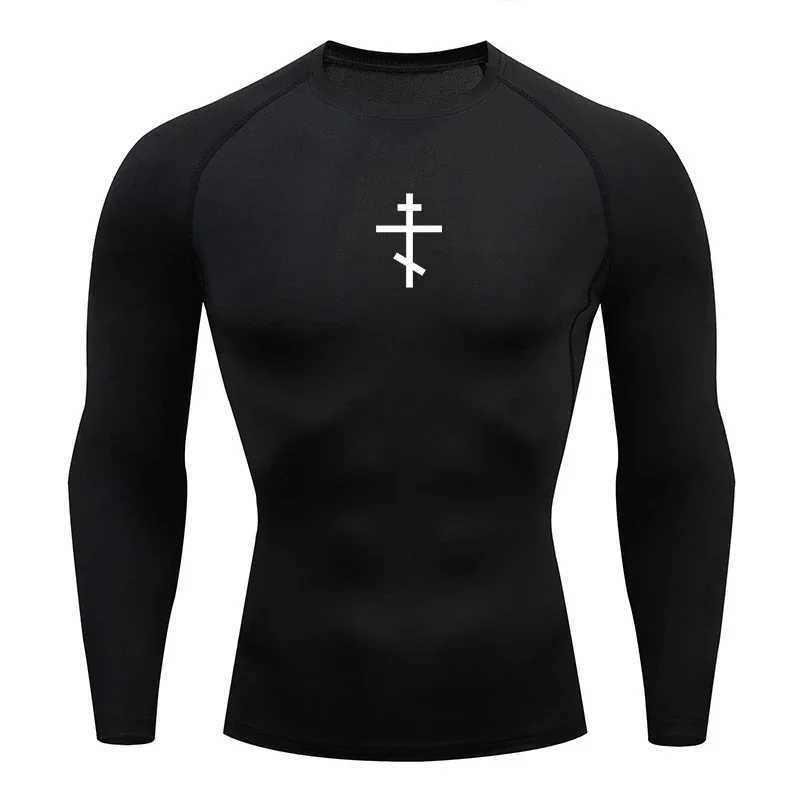 Thin breathable quick drying bottom long sleeved mens cross printed compression shirt daily training top sports T-shirt S-3XL W250111