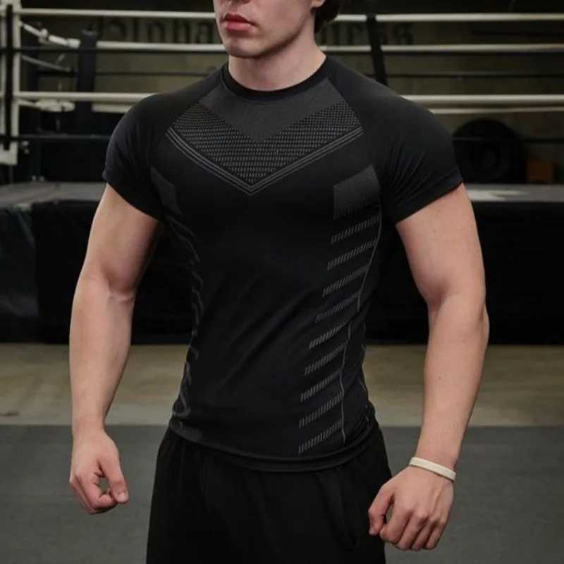 Mens quick drying running shirt compression fitness shirt mens sports shirt short sleeved summer sports T-shirt W250111