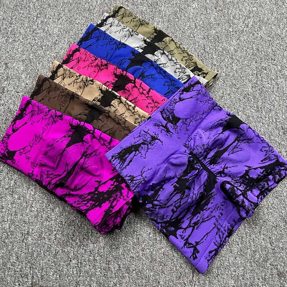 Seamless Elastic Push Up Yoga Shorts For Women High Waist Jacquard Weave Tie Dye Fitness Workout Sport Gym Cycling Tights SummerXJ250111