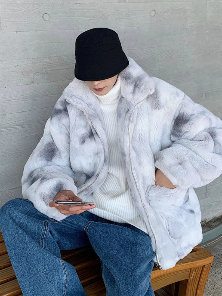 Gmiixder Rabbit Fur Winter Padded Jacket Men Korean Youth Velvet Thick Warm Women Thencken Coat 250107