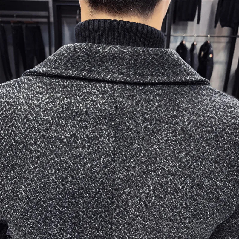 Mens Thick Wool Blends Trench Long Casual Top Coats Fashion Warm Coat Lapel Collar Overcoat Plus Size 5XL Male Slim Windbreaker 250106