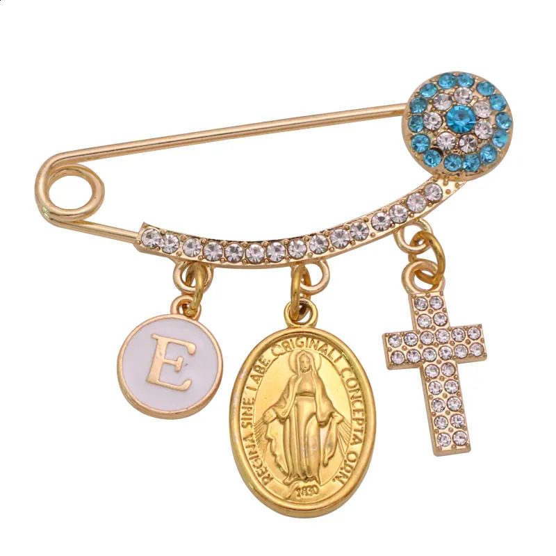 Christian cross Virgin Mary baby pin brooch 250103