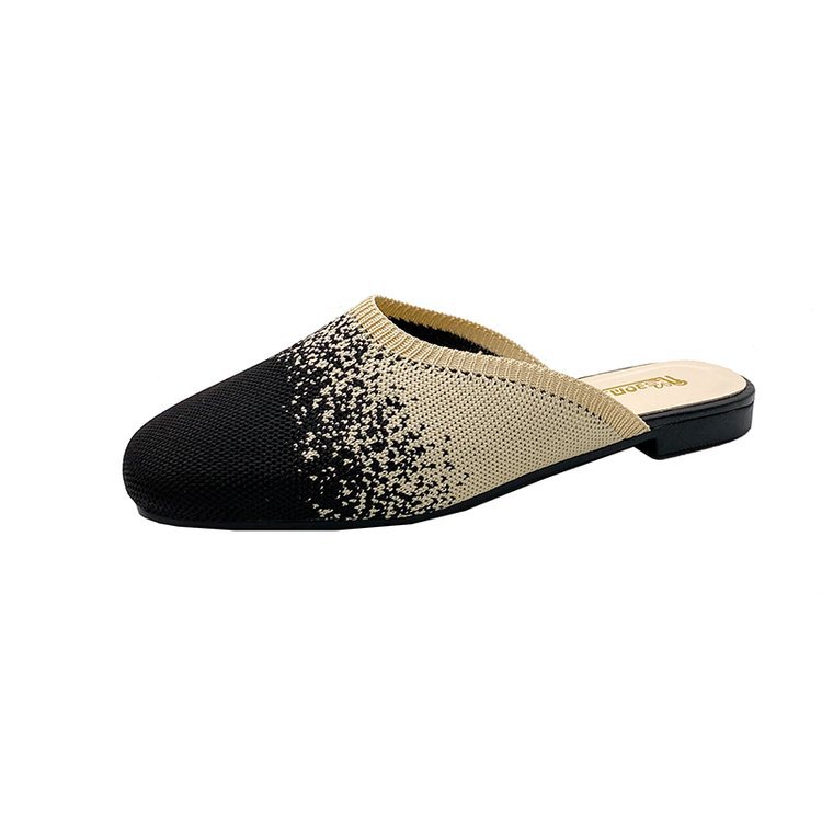 Women Slippers Fashion Flat NEW Bottom Anti-slip New Trendy Square Toe Color Blocked Triple Black Yellow Free shipping