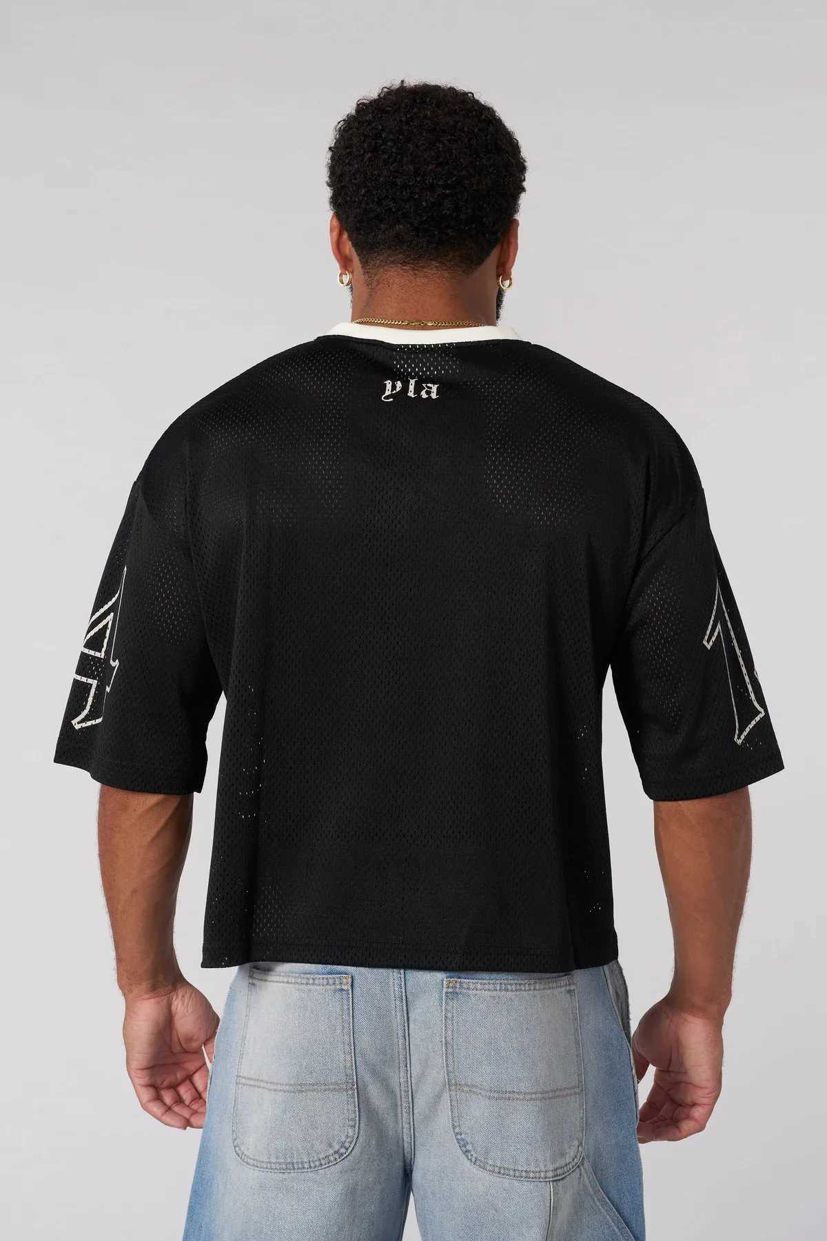American trend brand oversized graphic T-shirt mens fitness quick drying and breathable large mesh printed short sleeved top W250111