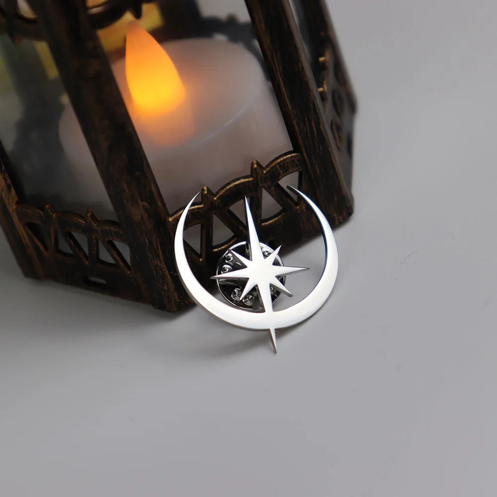 Personalized Stainless Steel Star and Moon Brooch Suitable for Various Occasions Clothing Matching Wedding Gifts 250103
