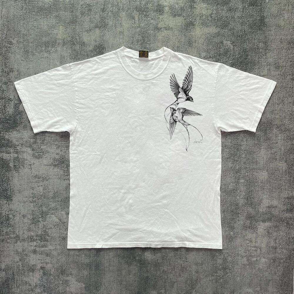 Summer new round neck simple versatile T-shirt short sleeved fun printed unisex niche trendy brand