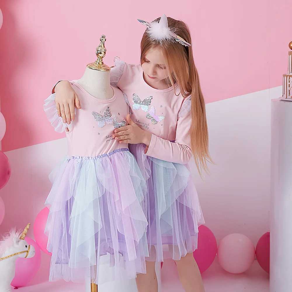 Vegeta girls summer dress childrens butterfly sequin dress girls flame sleeves irregular grid chiffon picture layered princess dress W250111