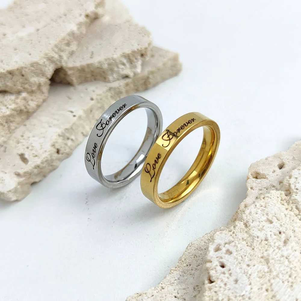 Stylish and charming stainl steel gold-plated mens ring simple true eternal womens ring wedding party jewelryXJ250110