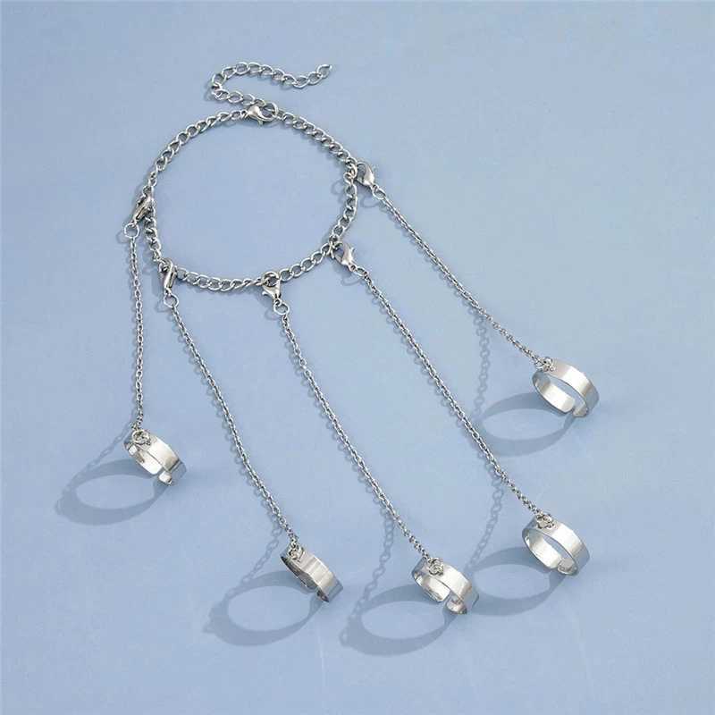 Punk Cool Hiphop Tassel Chain Rings Multi-layer Metal Adjustable Open Finger Rings Set for Women Men Fashion Jewelry Party GiftsXJ250110