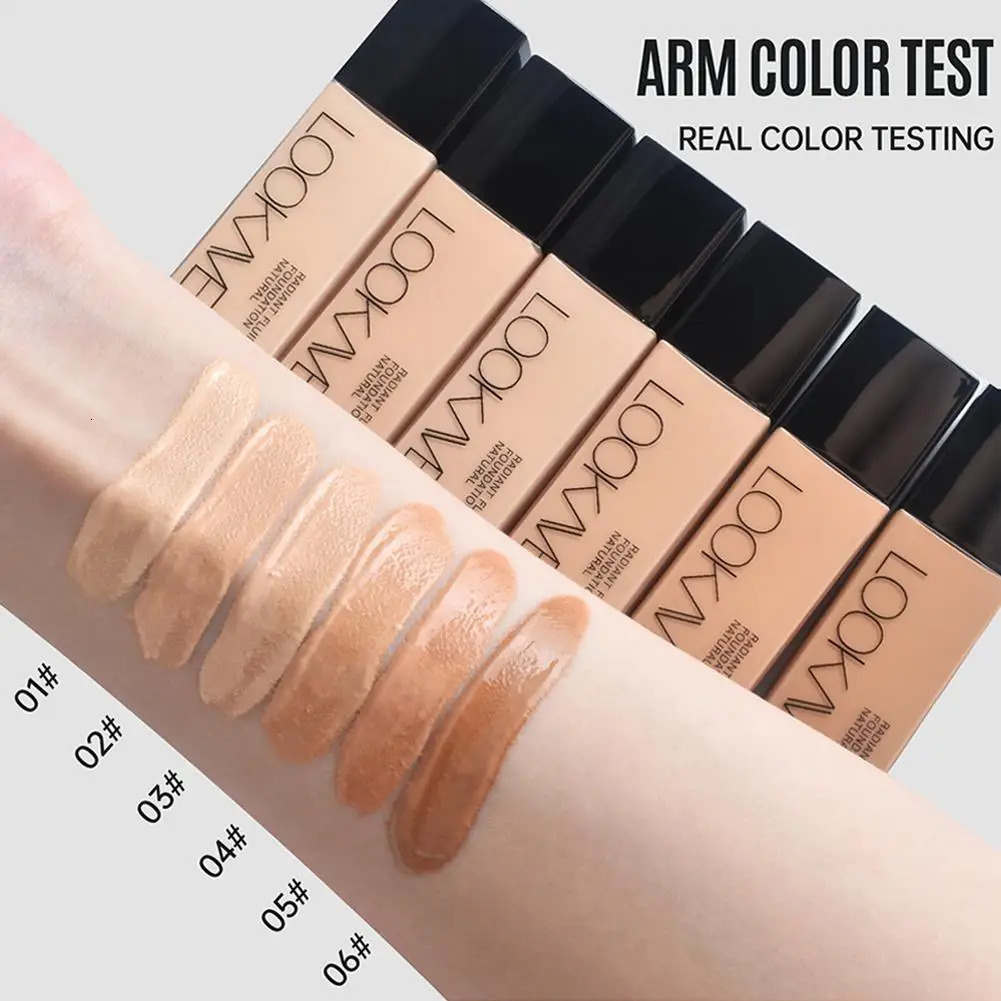 LOOKAVE Liquid Foundation Long Lasting Full Coverage Natural Matte Moisturizing Concealer CC Cream Base Makeup 241230