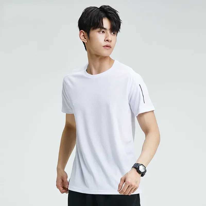 Mens breathable sports T-shirt sweat absorbing quick drying suit summer ice silk fitness running top W250111