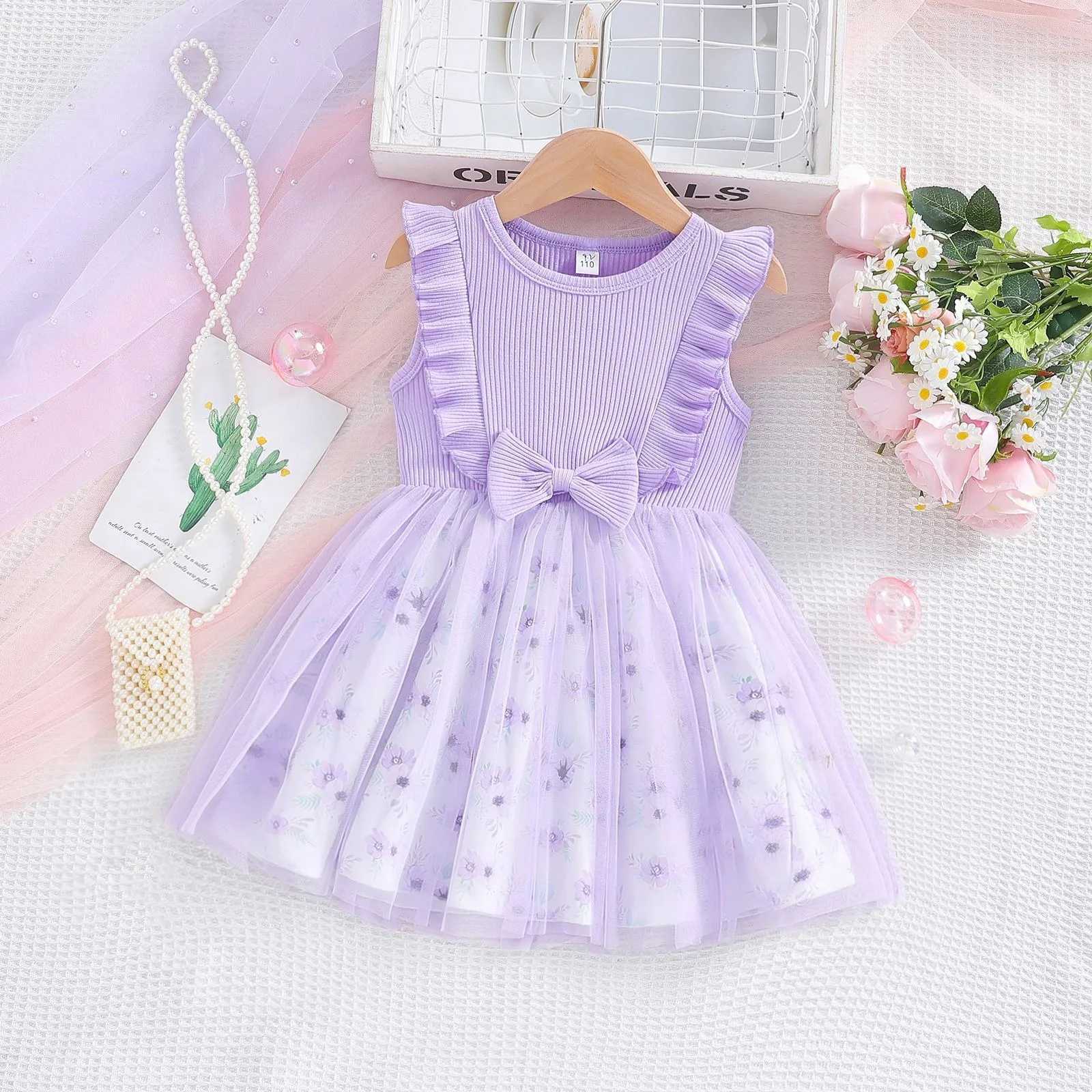 2025 New Womens Sleeveless Childrens Clothing Summer Princess Dress Par Baby Dress Childrens Clothing Flower 1-6Y W250111